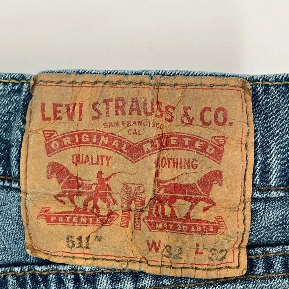 LEVI’S Men’s 511 Slim Fit Jeans W32 Straight Leg Blue‎ Stretch Denim Medium Wash